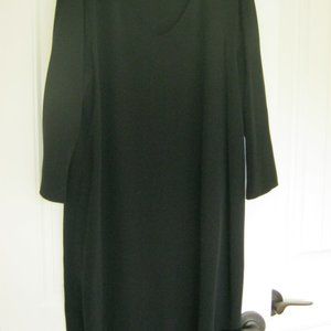 Eileen Fisher Black V-neck 3/4 sleeve dress Size L
